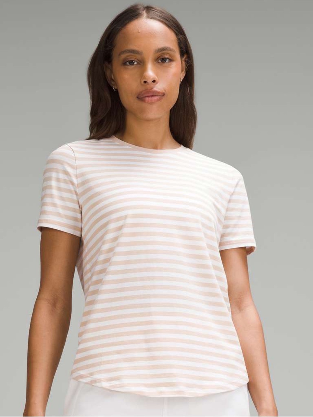 Lululemon Love Curved-Hem Crewneck T-Shirt Stripe Sz 6 (T6)